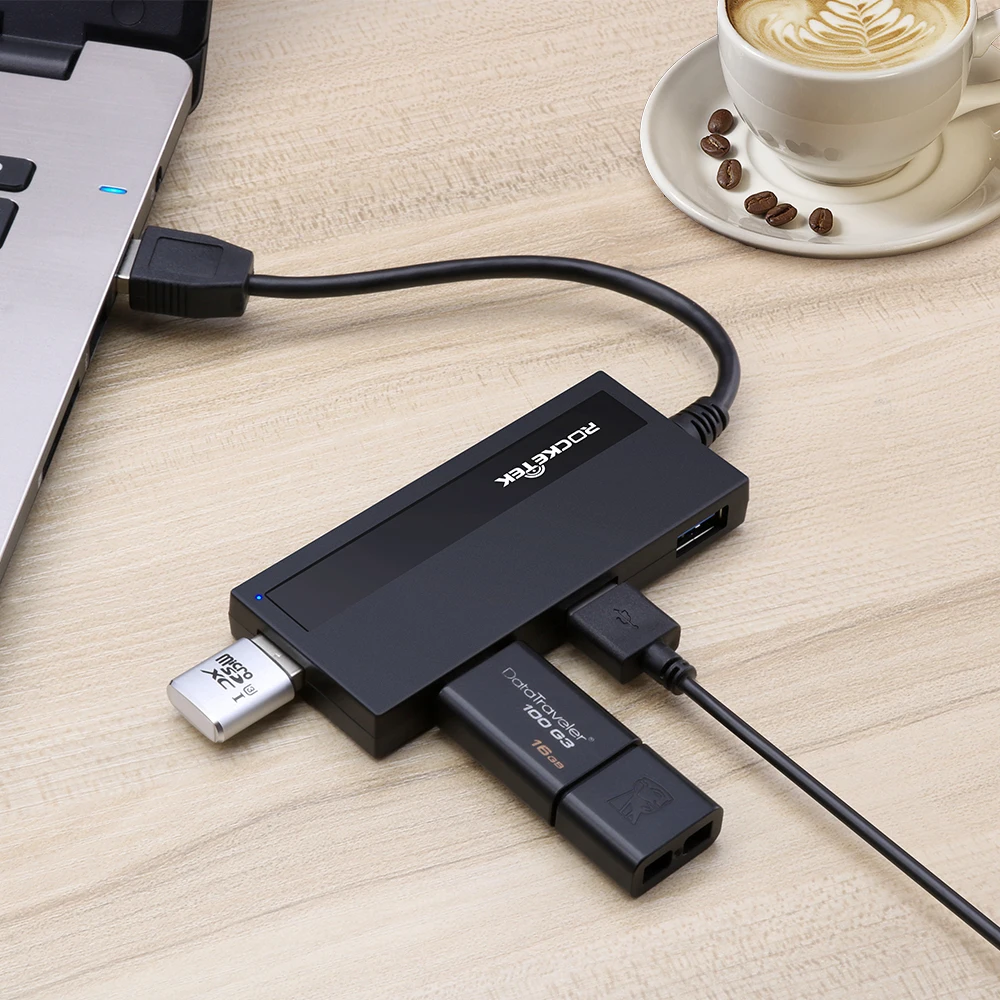 Shen zhen factory Ultra Slim Portable 4 USB 3.0 data hub splitter for PC