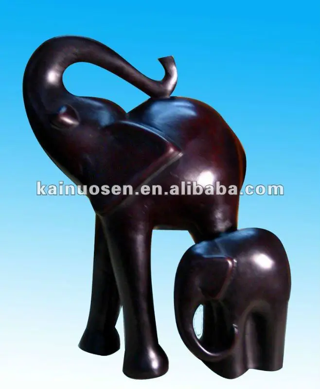 handmade handpainted abstract wooden-like resin elephant mother
