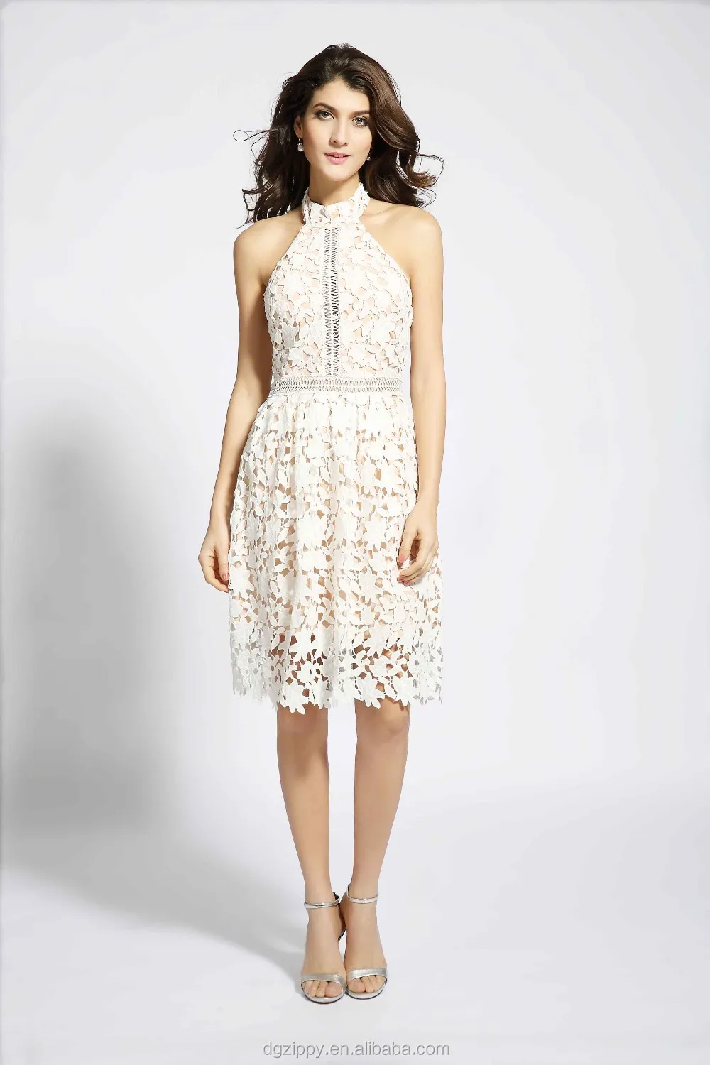 Ivory Vintage Lace Wedding Dresses Backless Cover Up Beach Dress
