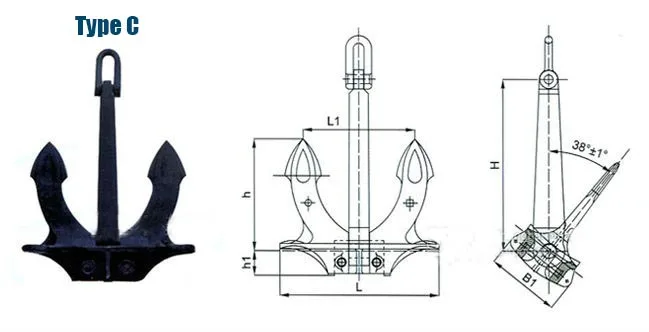 船用ac-14 高持力无钢 a型 b c 霍尔锚
