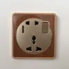 New Electric Golden Wooden Frame Color PC Painting 5 Pin Wall Switch SOcket ELectric 3 Pin Switch