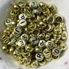 Beautiful Round Flat Gold Plated Acrylic Alphabet Letters Beads For Stretchy Name Bracelets