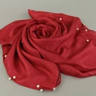 Cheap wholesale new design Dutch linen nail pearl scarf hijab linen beaded scarf