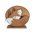 Wooden craft Fox Home Decoration on table home decorative wooden sleeping fox