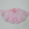 Size 1-8 years old 11 inches 3 layers tulle light pink tutu skirt with flowers petals for wedding