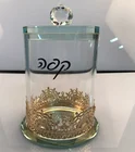 Gold words coffee tea sugar glass jar canister set