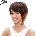 Sleek brazilian hair wig with bangs human hair short cheap wigs for black women