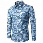 Royal wolf bespoke denim shirt factory camo army print custom button shirt button down mens shirts