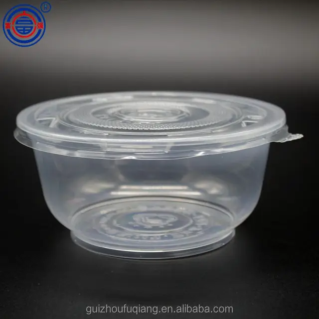 Rice or noodle container disposable clear round plastic bowl with lid