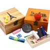 Personalized folding wooden home needle set sewing kit box