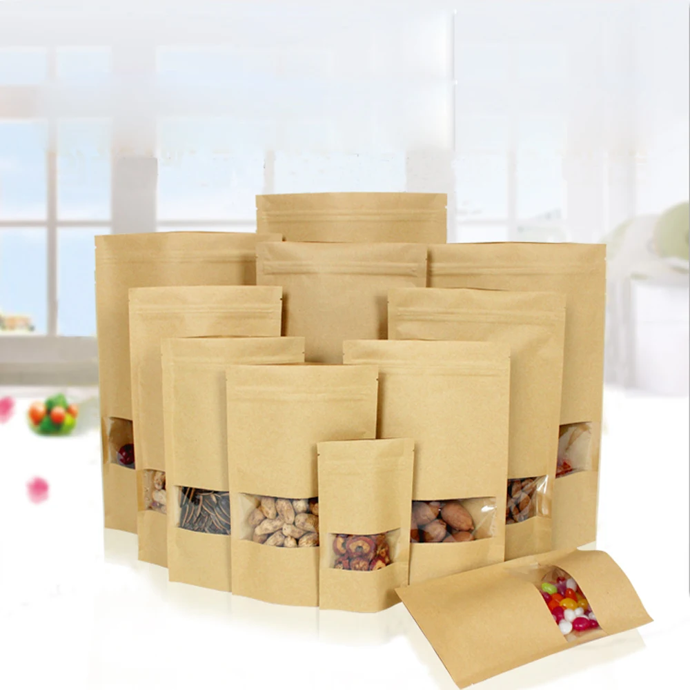 zip lock dried biodegradable kraft paper bag food packaging bag