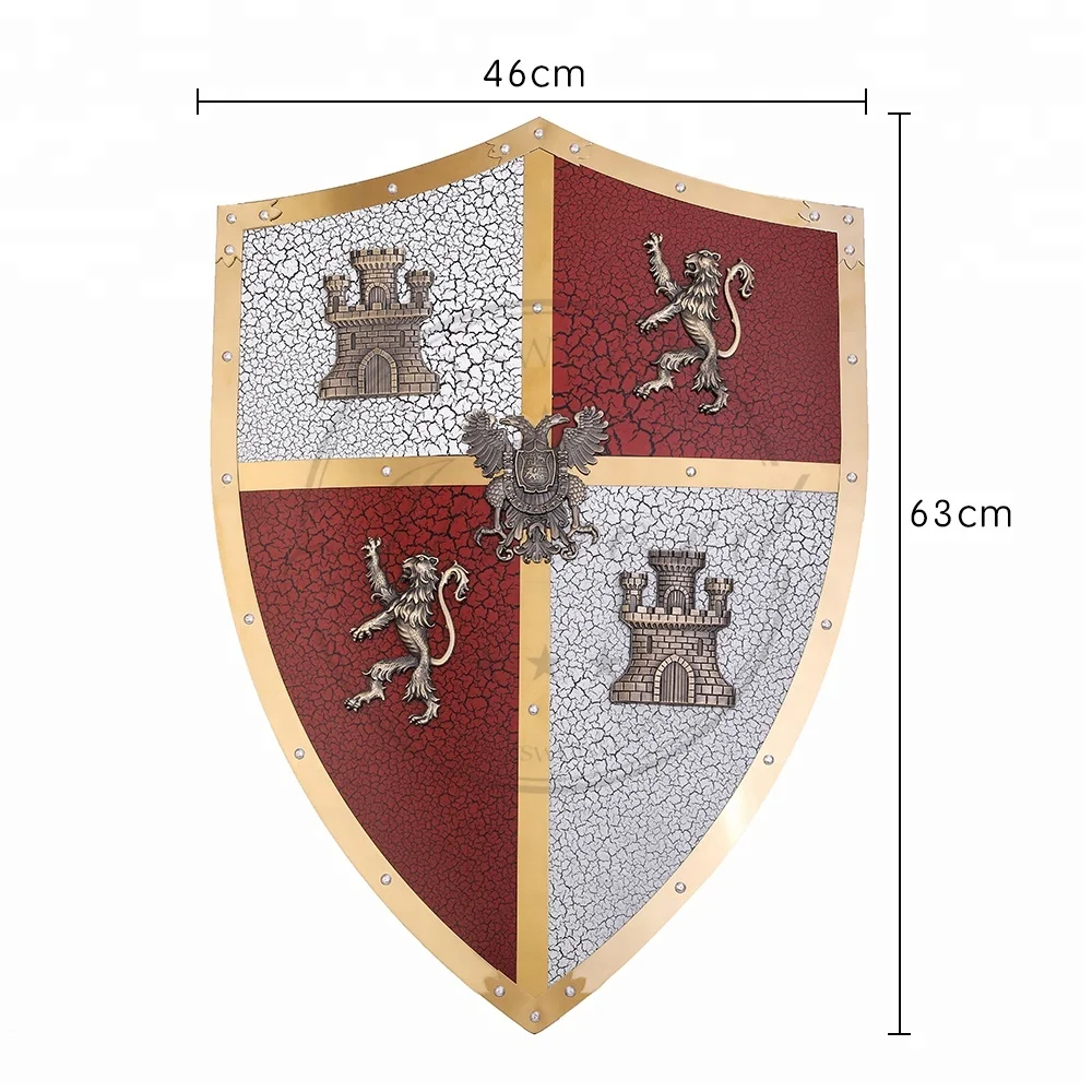 Anqtiue Medieval Escudo do Metal do Rei Católico