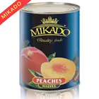 Mikado brand canned fruit canned yellow peach halves cubes or slices in syrup