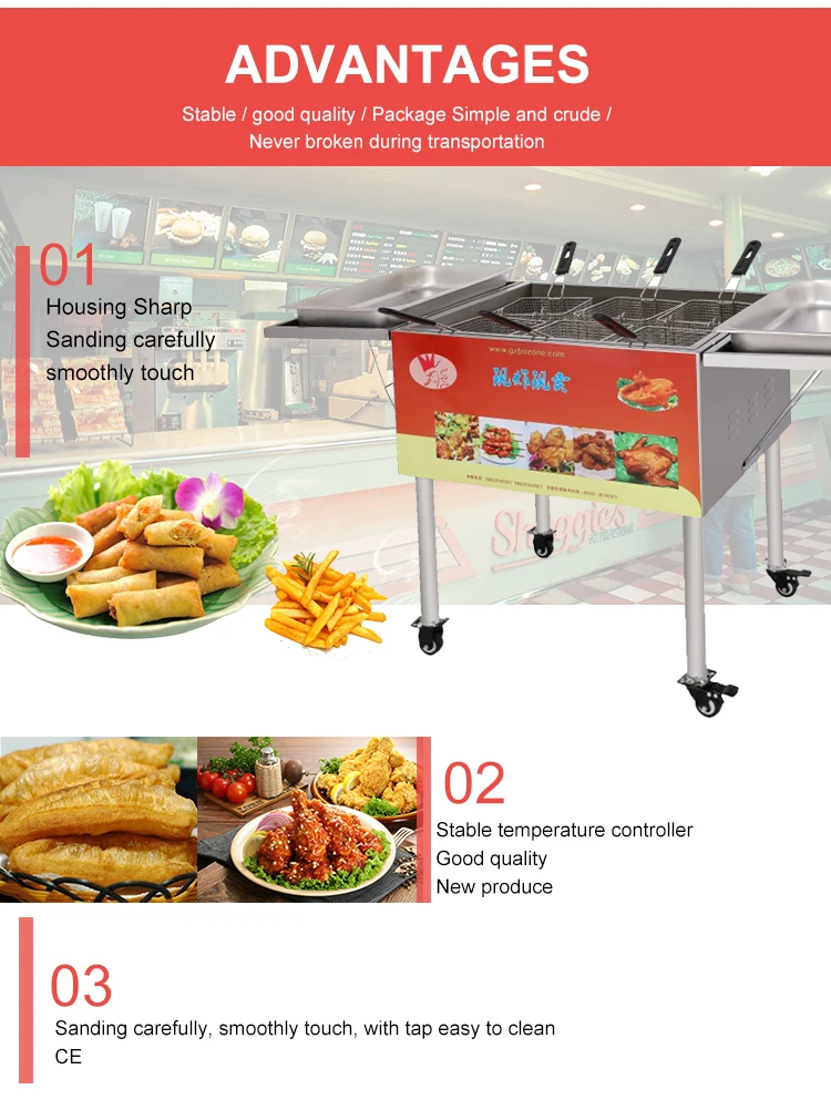 Commercial Use Stainless Steel Restaurant Counter Top 15 L LPG French Fries Chicken Gas Deep Fryer for Kitchen