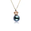 DZ03-91010 wedding pure pearl pendant necklace xiamen black pearls costume jewelry making pearl rhodium jewellery