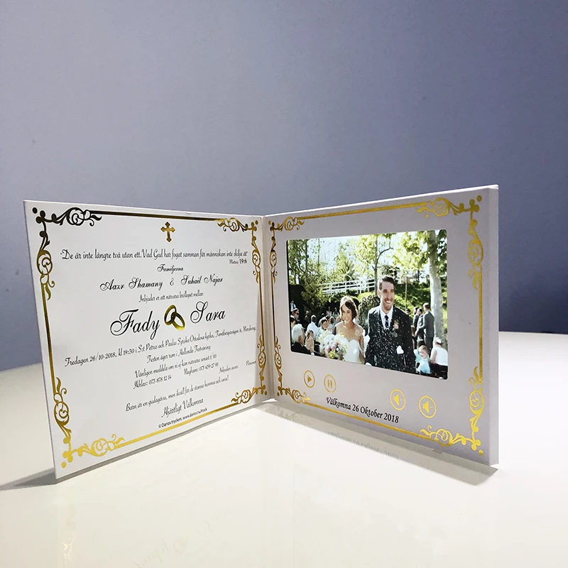 wedding invitation video card mp4 gift video brochure with lcd