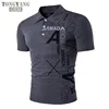 TONGYANG high quality summer fashion men casual personality European and American wind printing Lapel short sleeves polo