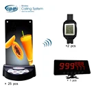 Wireless Calling System Waiter Service Paging System for Restaurant(25 pcs menu holder+2 watch +1 display)