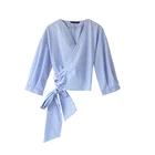 xxxl bulk wholesale promotional long sleeve stripes all over plain v neck white print t shirt women
