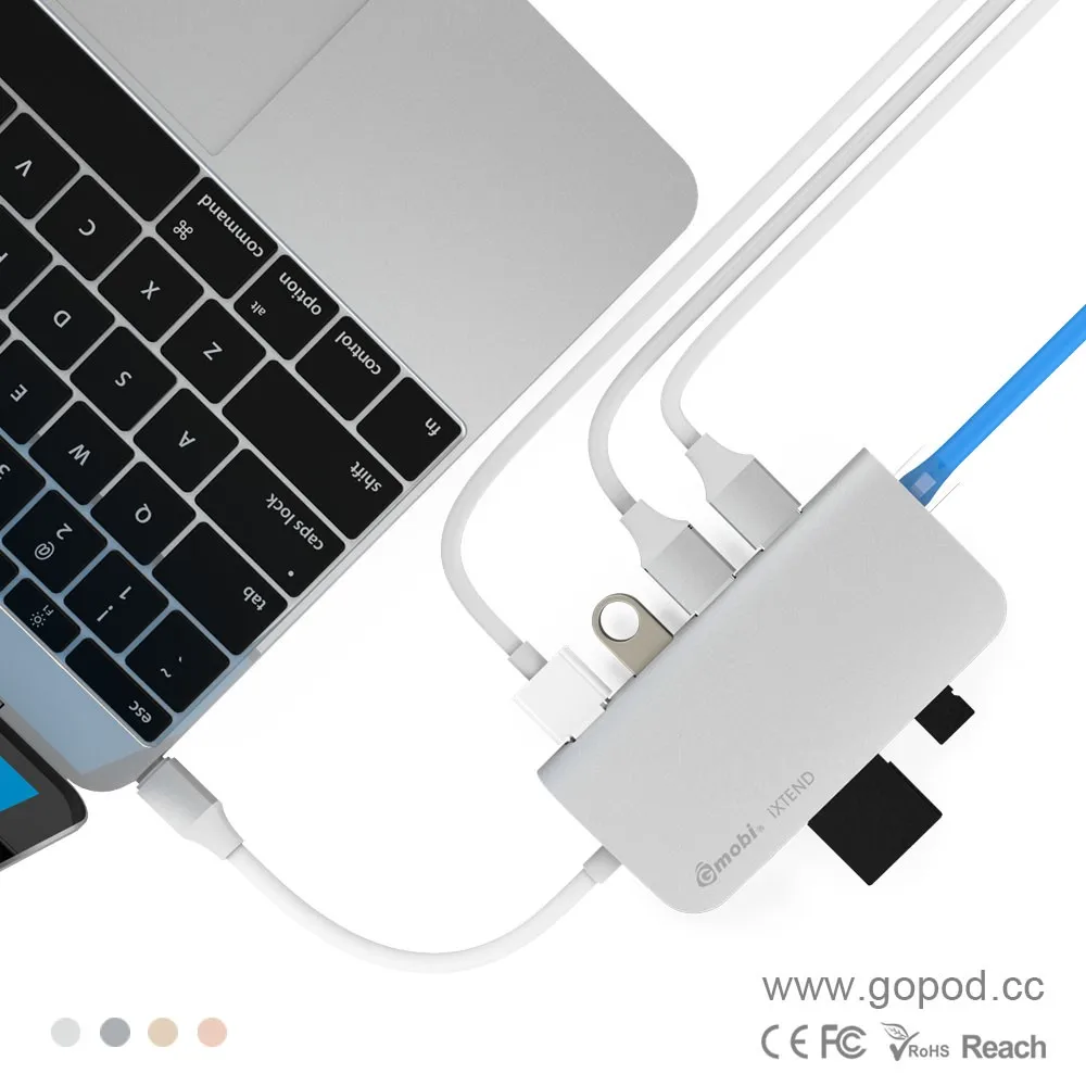 USB Type C Hub to RJ45 10/100/1000 Gigabit Ethernet Adapter with PD Charging for Apple New MacBook, ChromeBook Pixel, Nokia N1