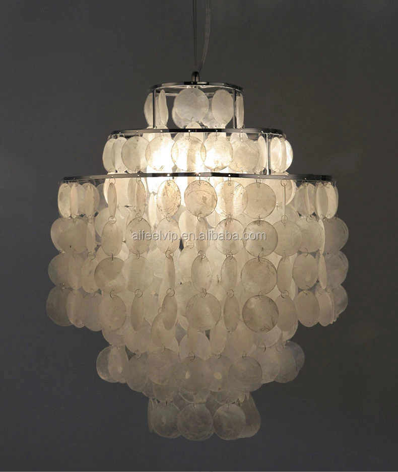 American style modern capiz white seashell lighting chandeliers made of sea shells for living room