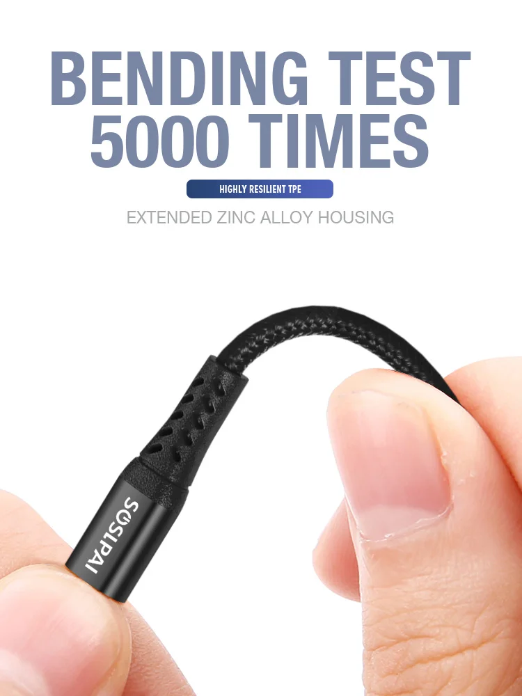 SOSLPAI original mobile usb data cable nylon weave 2.1a usb phone charger cable for apple data cable - ANKUX.COM