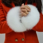 Women Real Fox Fur Sleeve Cuffs Wrist Ring Warm Fashion Winter