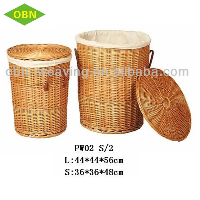 hot sell wicker large oval hotel laundry basket with lid