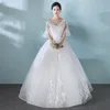 2018 New Korean Wedding Dress Design Lantern Sleeves Sexy V-neck Bridal dress ball gown