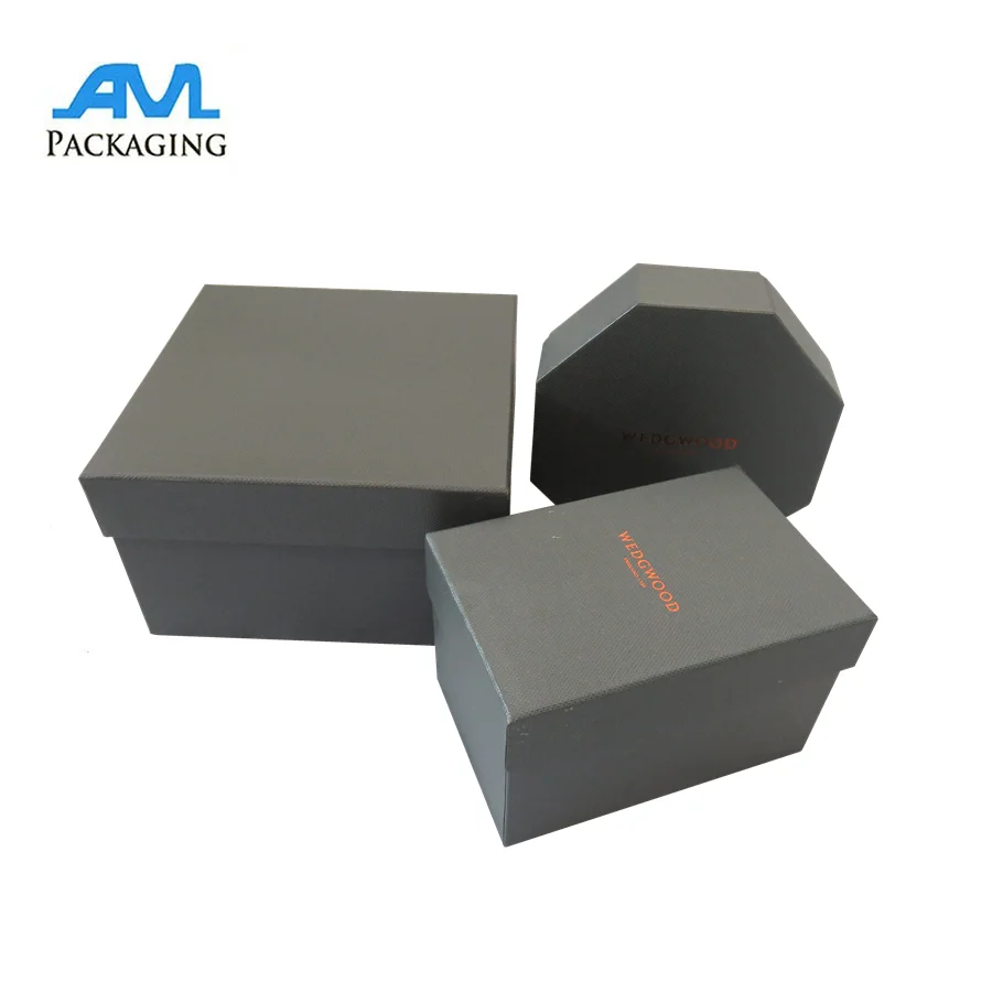 packaging octagonal glossy foiled texture paper gift box