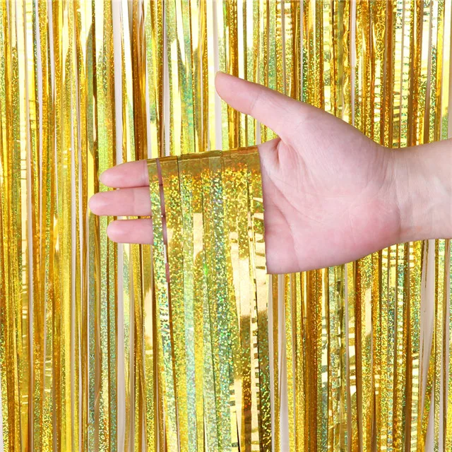 1m 2m Laser Curtain Foil Tinsel Party Curtains Decoration Metallic