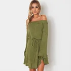 Graceful Fashion Solid Color Slim Off Shoulder Casual Knit Belt Ladies Autumn Sweater Dress