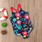 Lovely Custom Sublimation Child one piece Swimming Suits Floral Printed child Rash Guard Swimwear