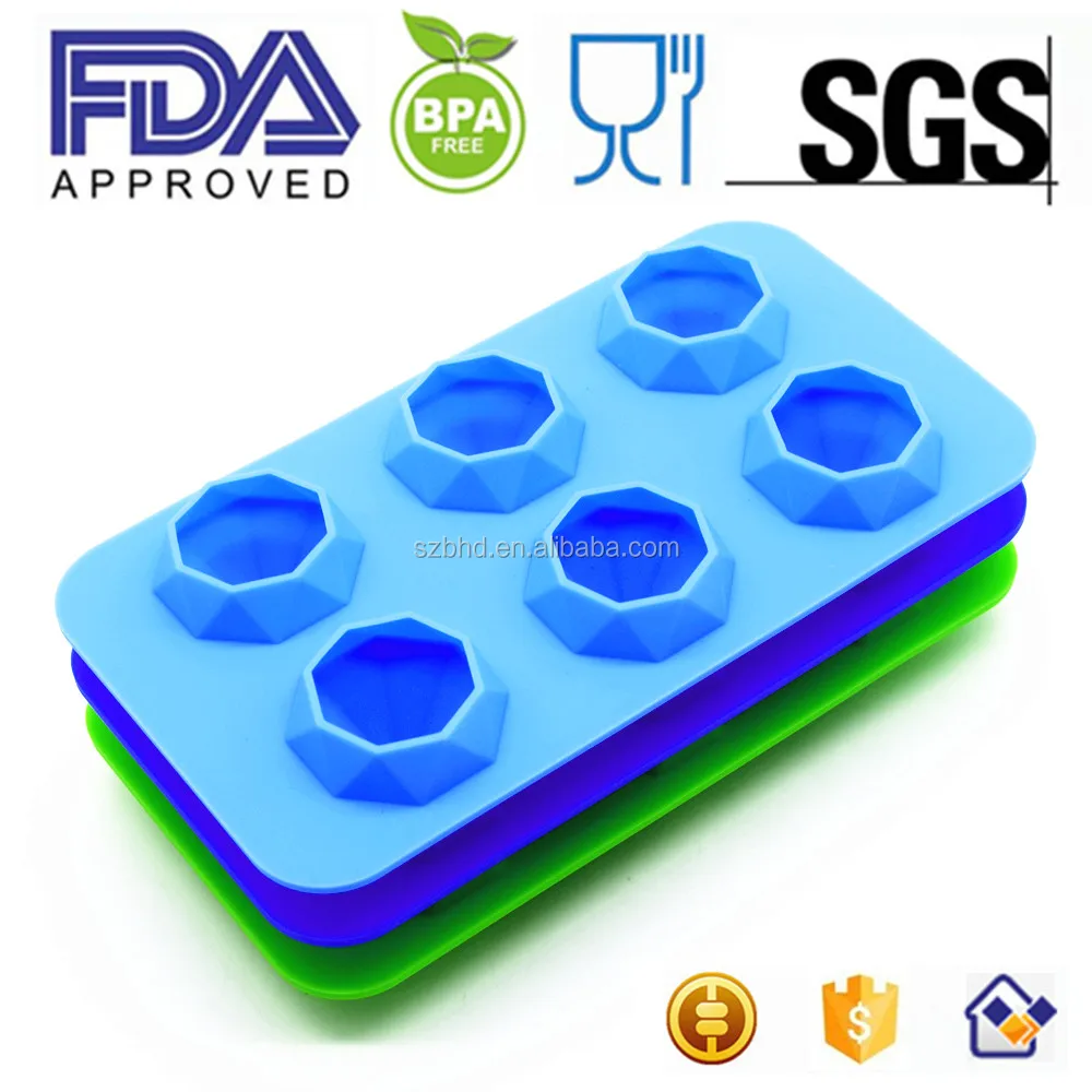 3d 钻石硅胶冰块托盘,bpa 免费冰块托盘