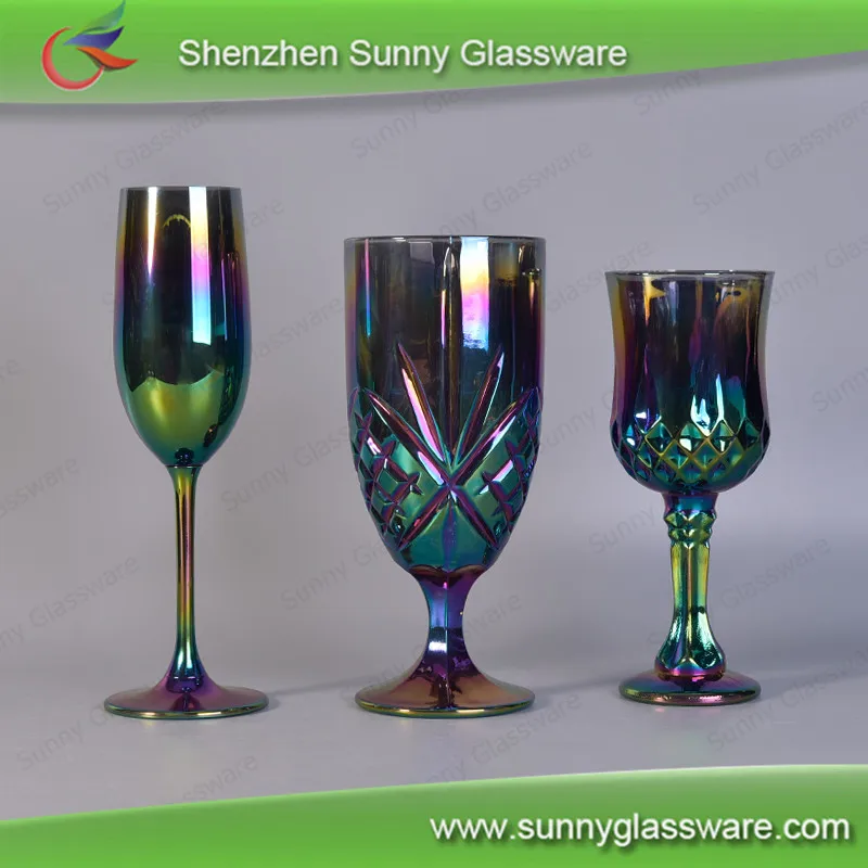 450ml Luxury Iridescence Stemmed Water Cup Red Wine Glass Custom