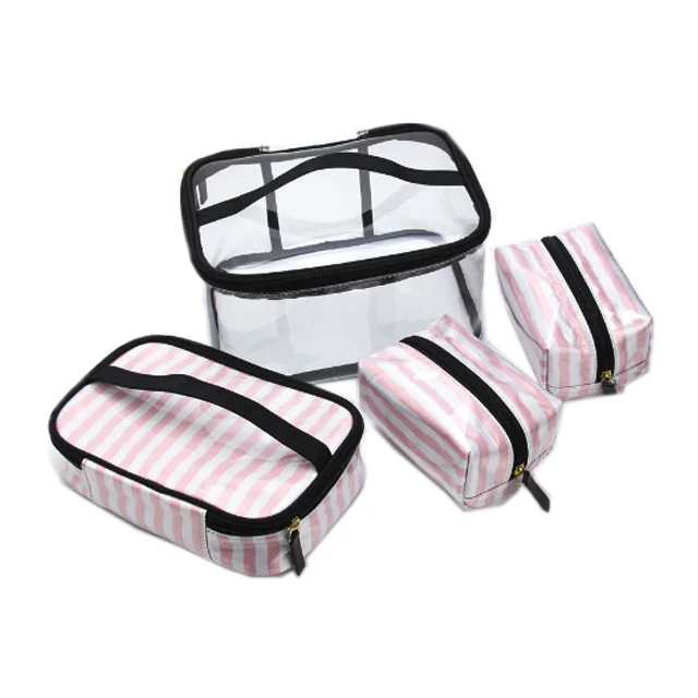 Werks Werbung Pink Striped Set Mit 4 Durchsichtigen Pvc Kosmetik