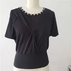 women's black beaded top blouse in autumn