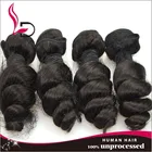 Virgin brazilian human hair weft/beautiful loose curly texture/wholesale weaving hair