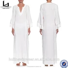 fashion beach kaftans long white embroidered front and back straps detail