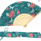 Japanese Folding Fan Fan Japanese Bamboo Folding Fan Japanese Favor Natural Bamboo Cotton Fabric Folding Fan With Pouch