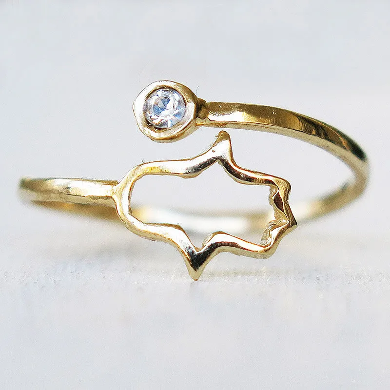 Fashion gold plated adjustable wedding rings cubic zirconia engagement rings