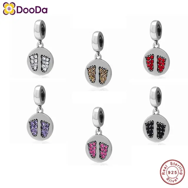 dooda jewelry 925 sterling silver birthstone crystal baby foot