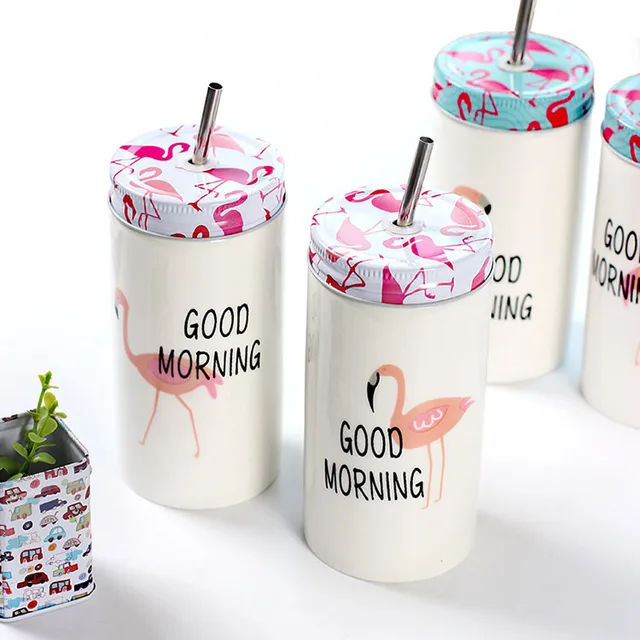 zogift hot sale cartoon flamingo ceramic mug high quality coffee