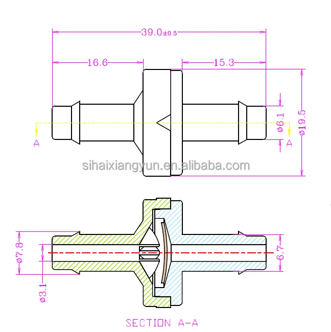 1/4" PA66 FKM Hho mini plastic check valve DCV1604AVN