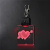 Romantic Heart shape 3D hologram Acrylic light keychain 7 color light