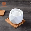 Geometric Shape Flower Pot , White Ceramic Tiny Flowerpot