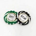 13.5 Gram Mixed color Clay poker chips with custom gold trim sticker design