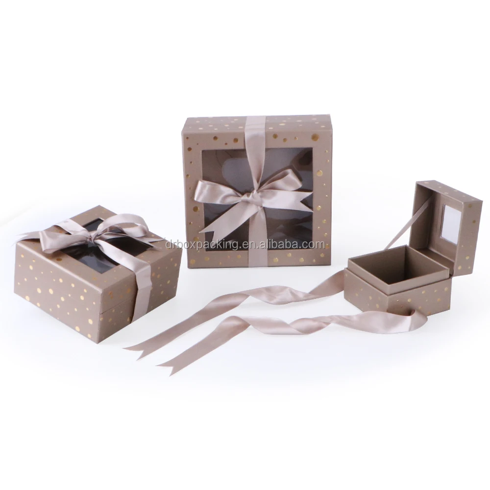 square gift box with pvc window open for jewelry packing, nice