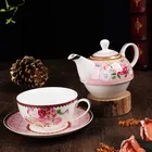 Chinese home goods ceramic porcelain tea pot with in glaze decal