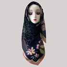 Howmay muslim hijab scarf digital print customize shawl for Malaysia women square cotton hijab voile